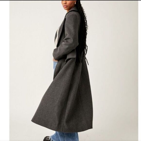FREE PEOPLE Victoria Coat / Heathered Charcoal - Picture 3 of 10